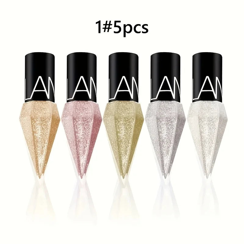 5pcs Shimmering Liquid Eyeliner Set, Long-Lasting Waterproof Smudge-Proof Eye Makeup, Mixed Color System,Easy Application