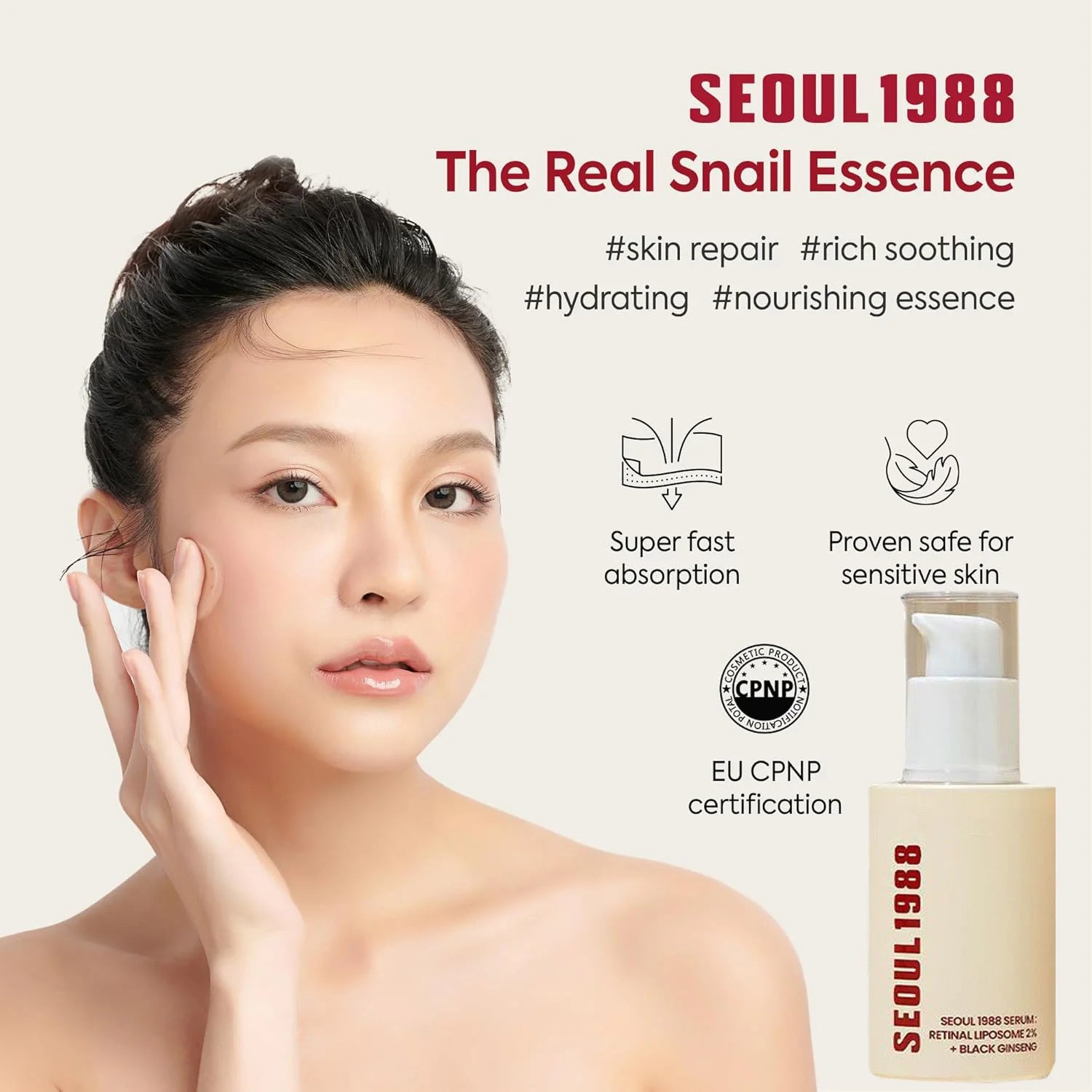 Sérum Rétinol Visage SEOUL 1988 + Crème Contour des Yeux – Anti-Âge, Anti-Rides, Ginseng Noir 2%, Rétinal Liposome 4%